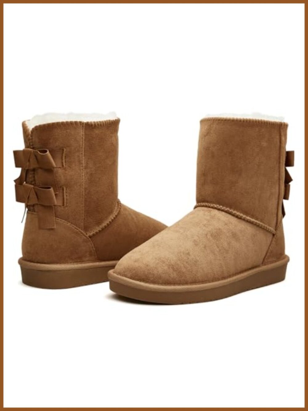 Women's Mid Calf Faux Suede Winter Snow Boots Slip-On Fur Lined